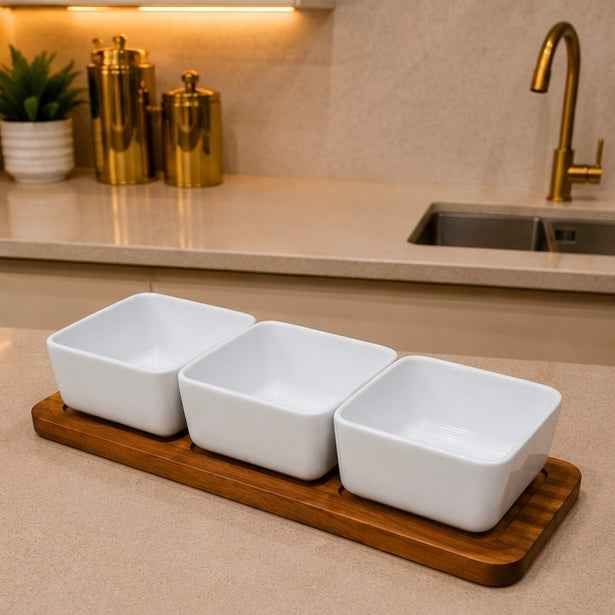 WOOD CONDIMENT TRAY