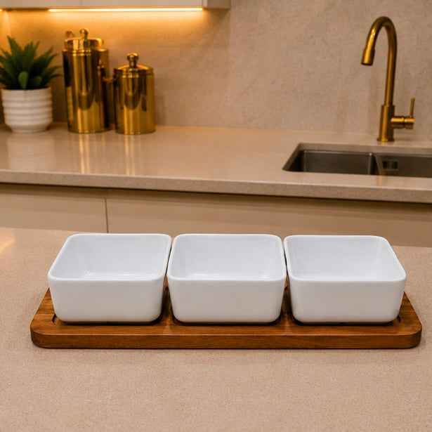 WOOD CONDIMENT TRAY
